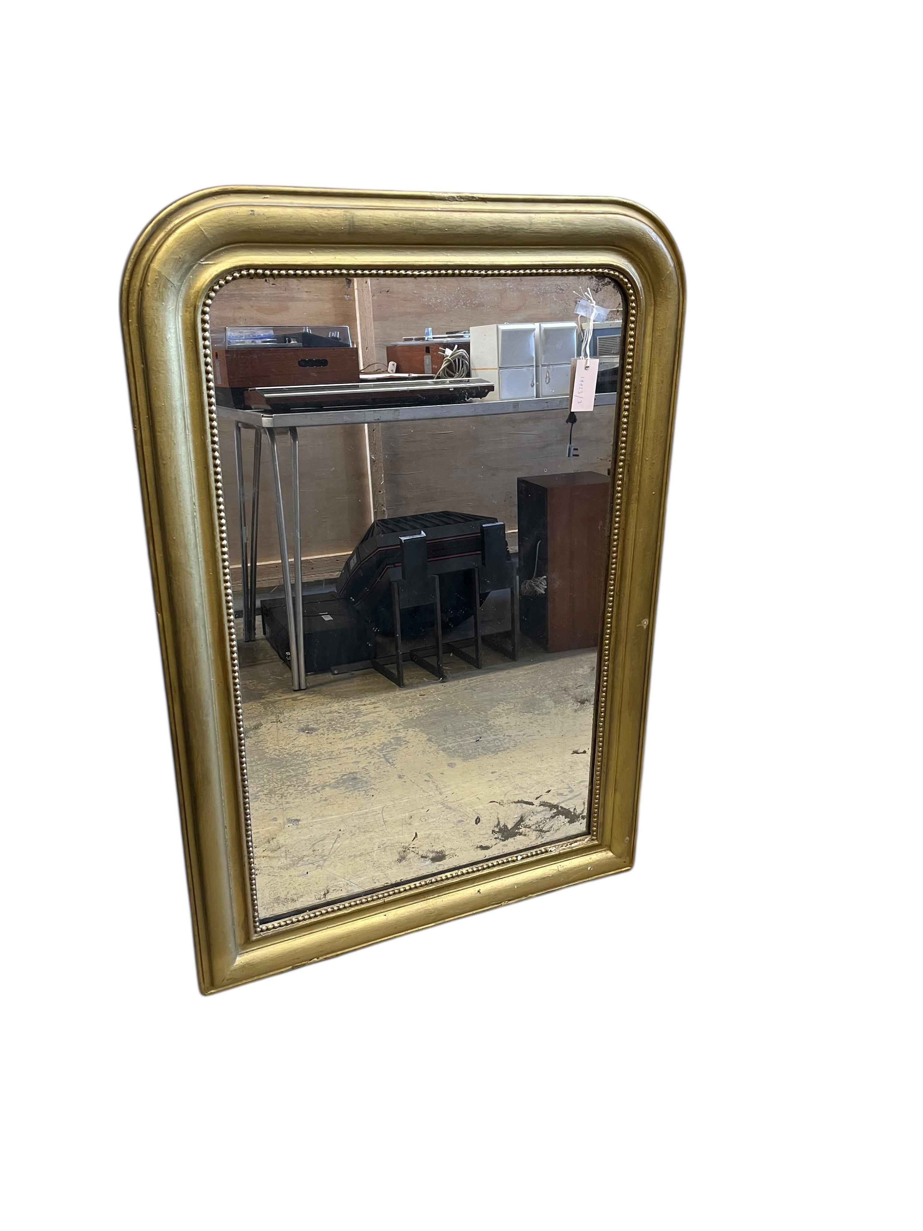 A 19th century French giltwood overmantel mirror, width 76cm, height 110cm (re-painted)